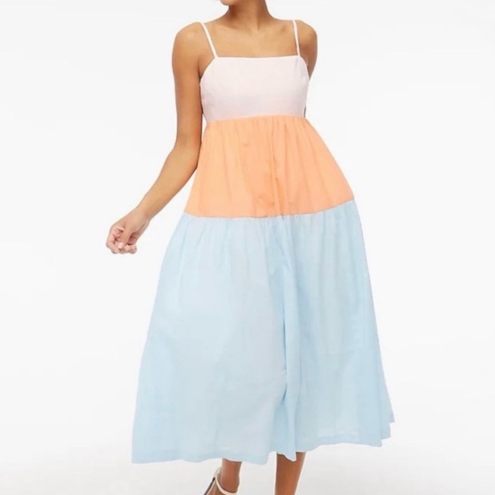 J Crew spaghetti strap Colorblock Maxi Dress NWT! SZ S